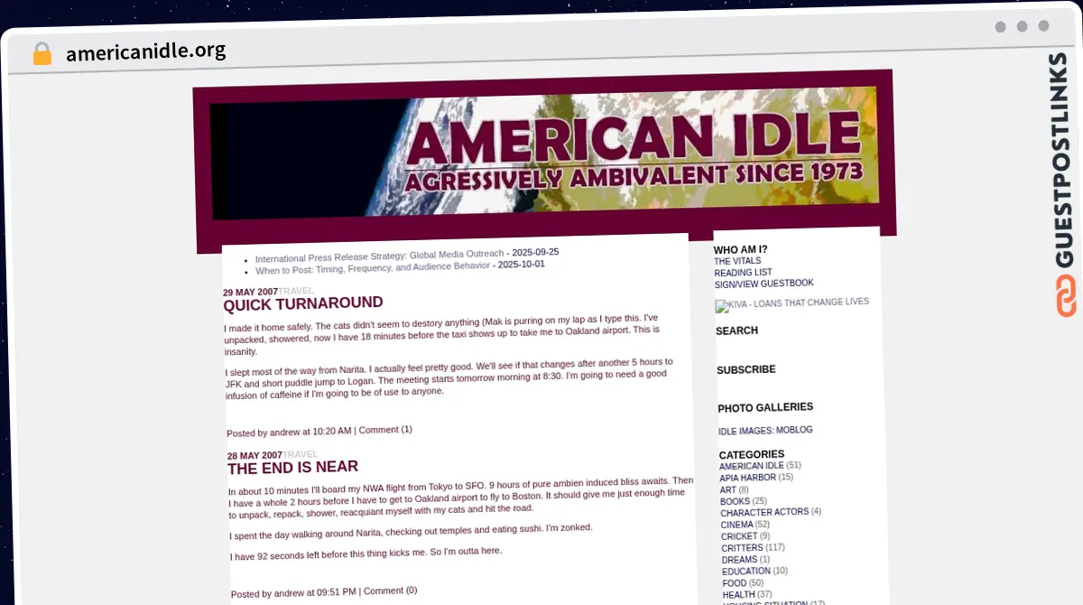 Publish Guest Post on americanidle.org