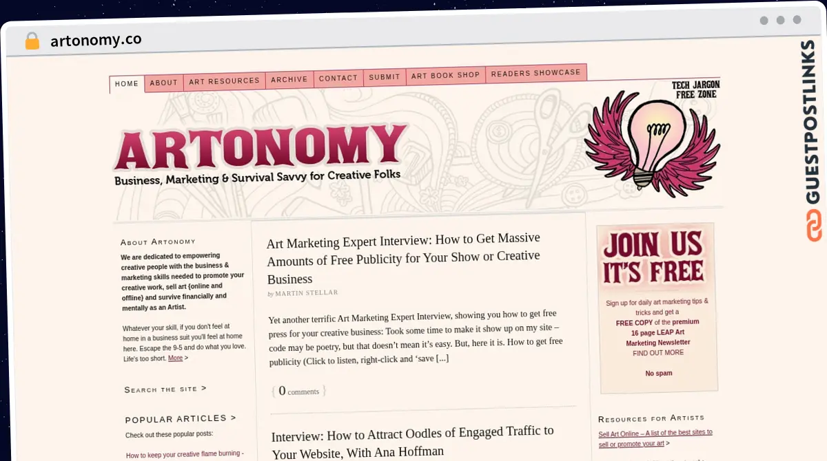 Publish Guest Post on artonomy.co