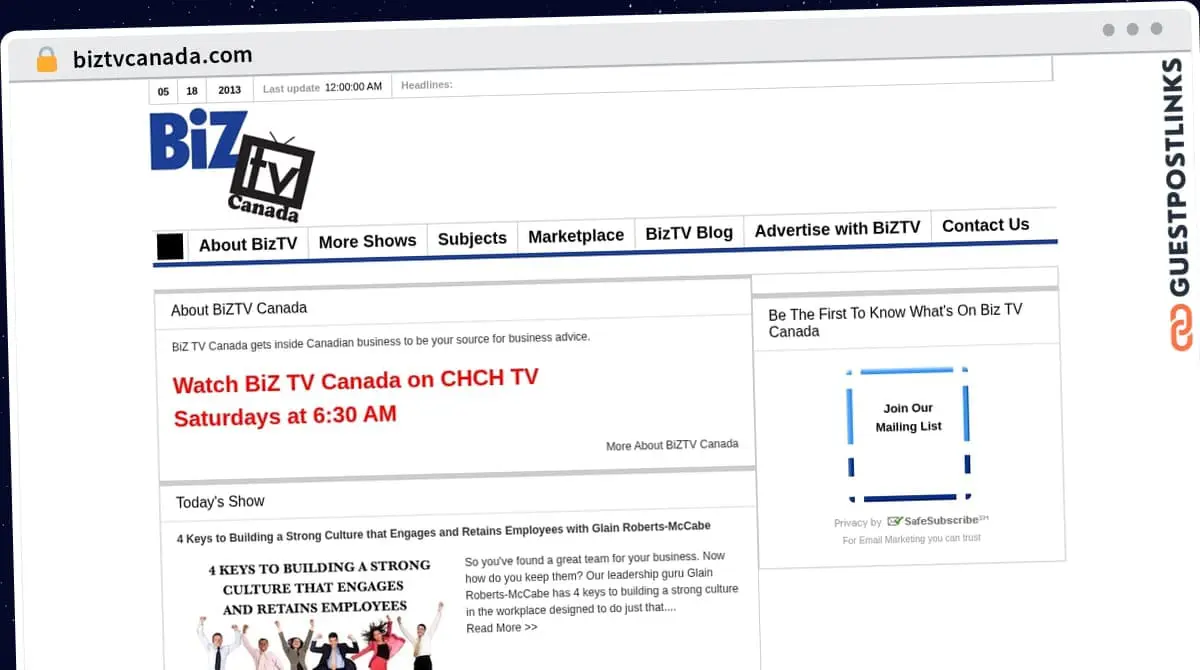 Publish Guest Post on biztvcanada.com