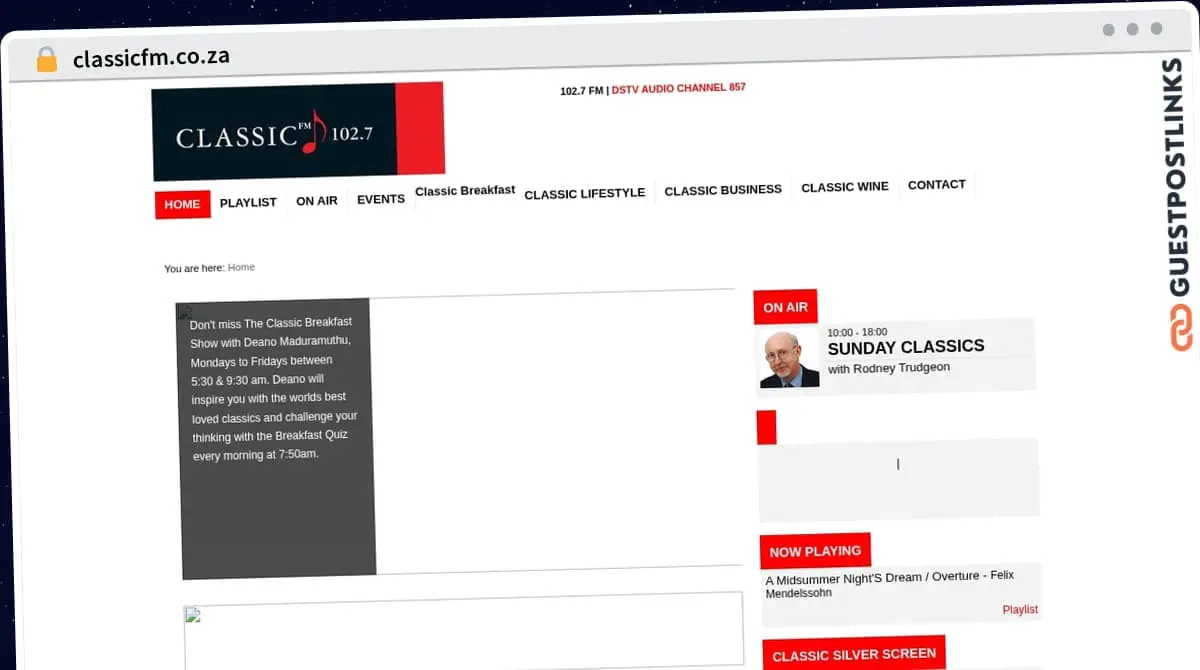 Publish Guest Post on classicfm.co.za