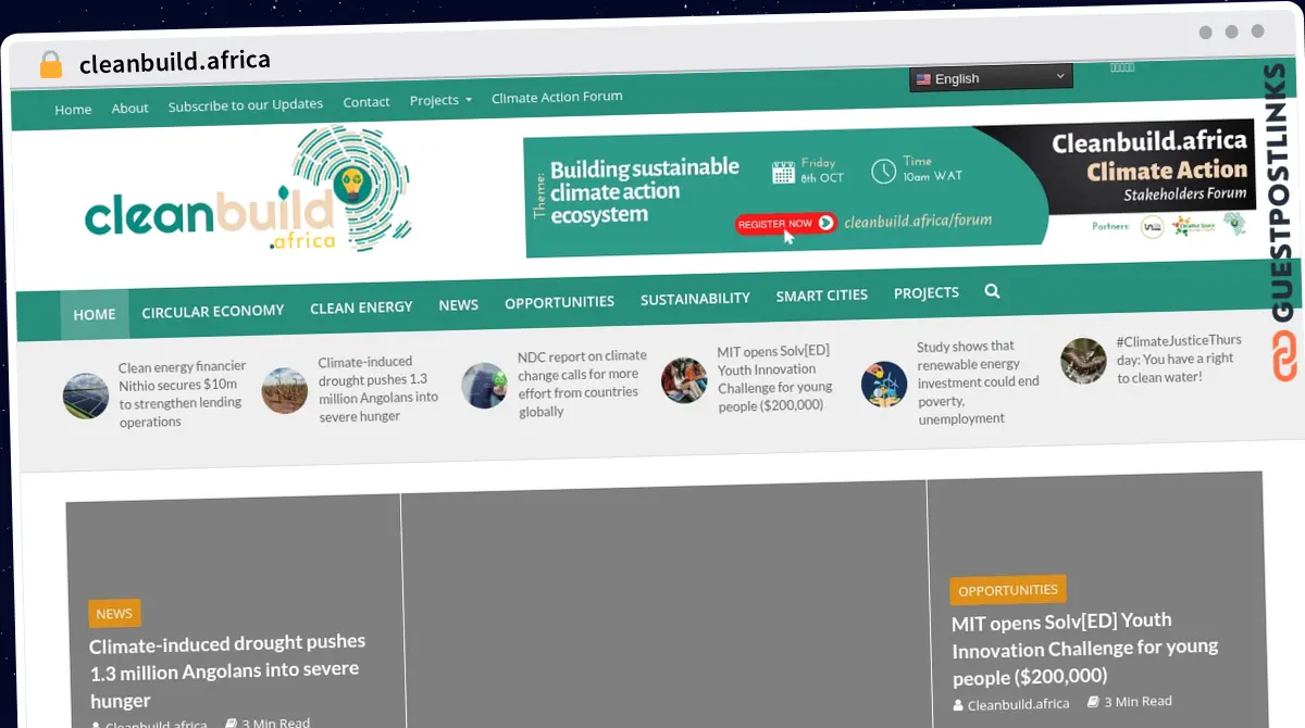 Publish Guest Post on cleanbuild.africa