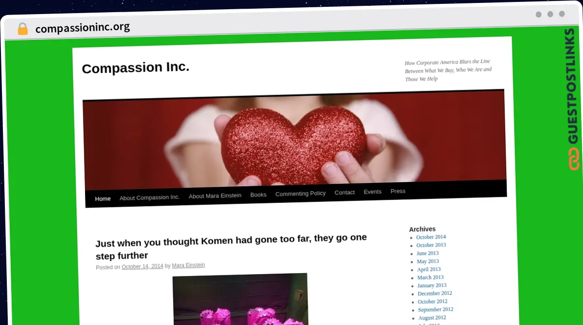 Publish Guest Post on compassioninc.org