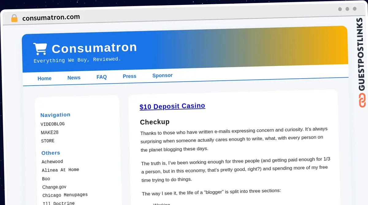 Publish Guest Post on consumatron.com