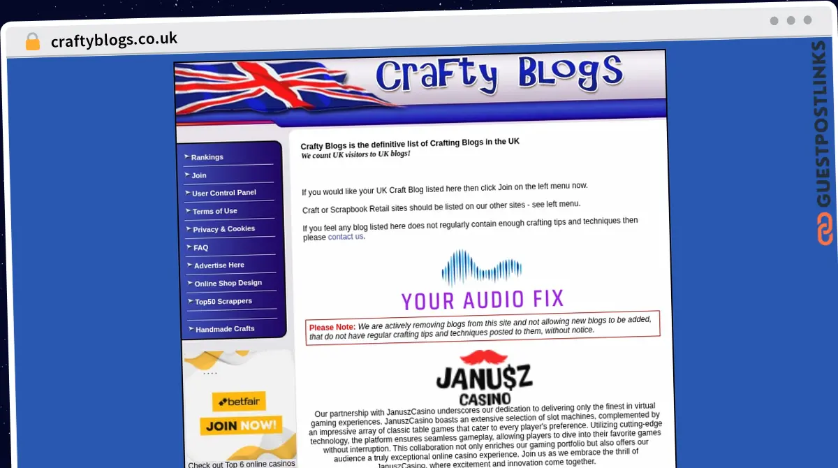 Publish Guest Post on craftyblogs.co.uk