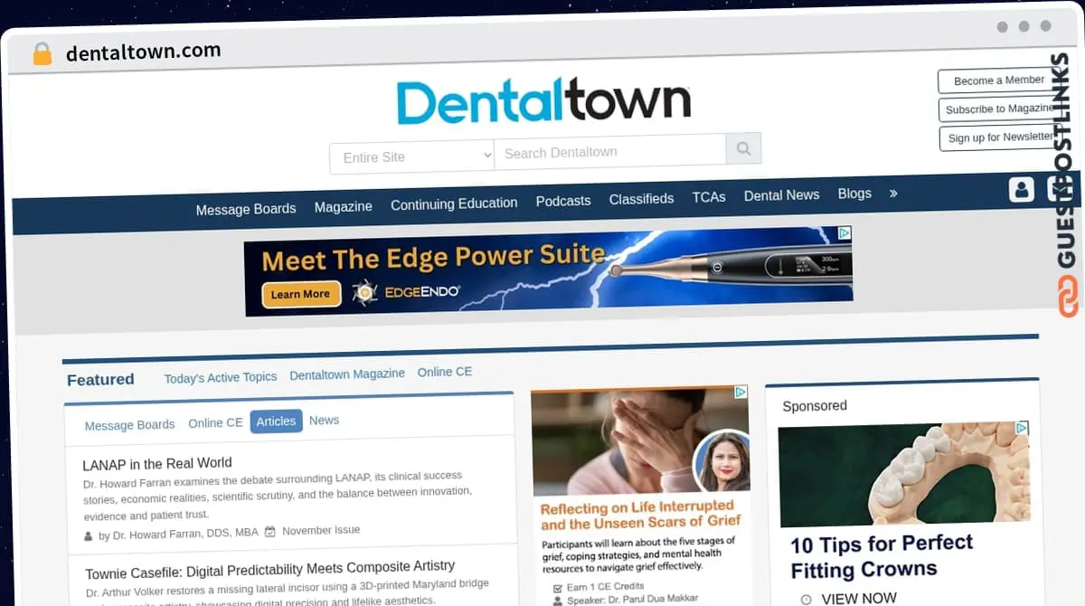 Publish Guest Post on dentaltown.com