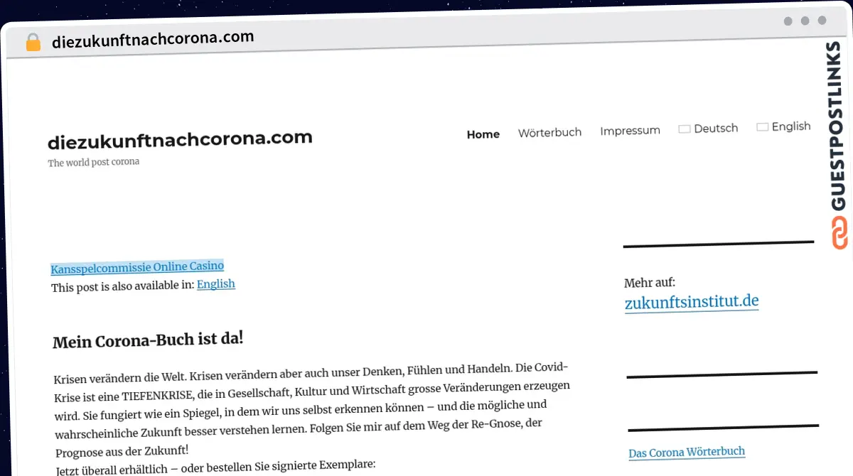 Publish Guest Post on diezukunftnachcorona.com