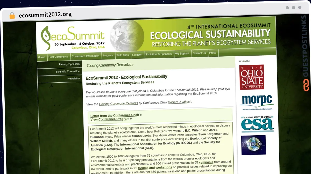 Publish Guest Post on ecosummit2012.org