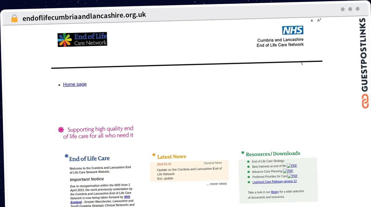 Publish Guest Post on endoflifecumbriaandlancashire.org.uk