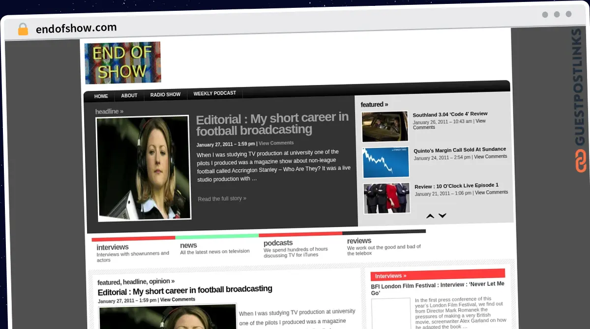 Publish Guest Post on endofshow.com