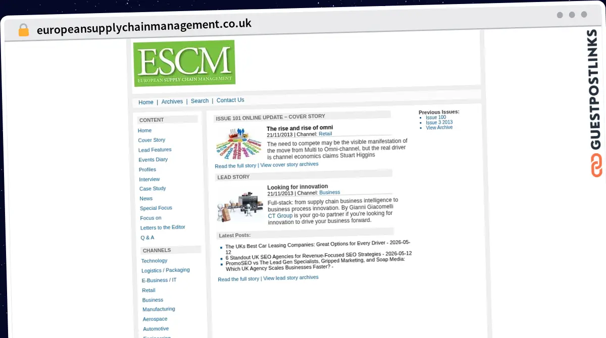 Publish Guest Post on europeansupplychainmanagement.co.uk