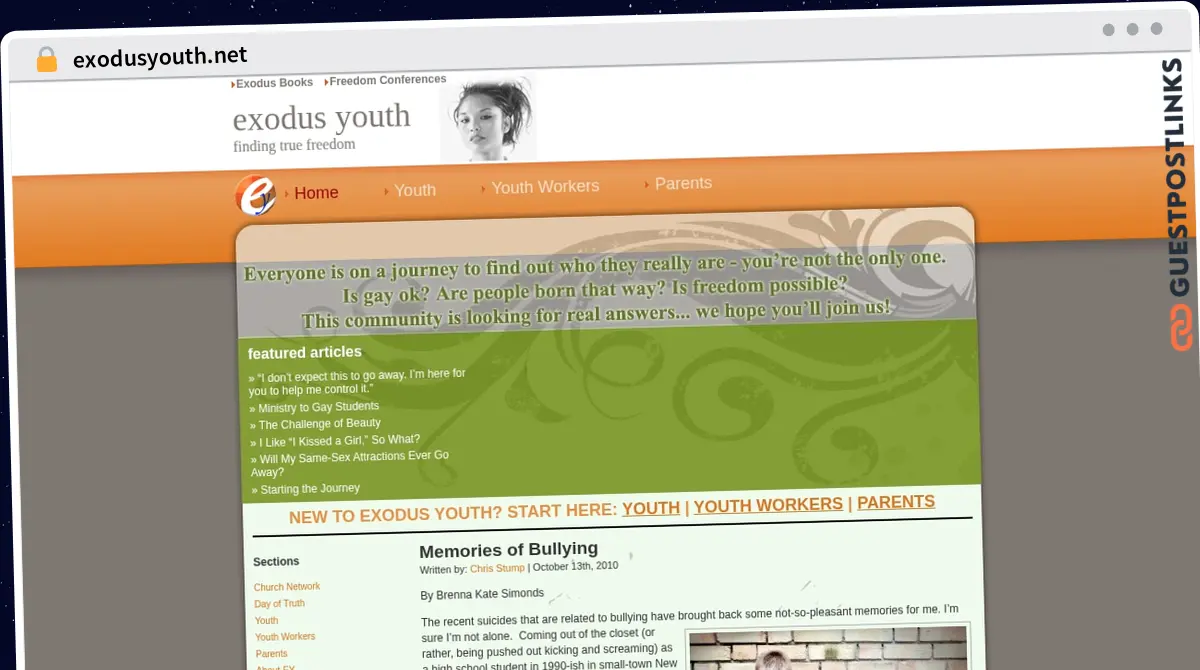 Publish Guest Post on exodusyouth.net