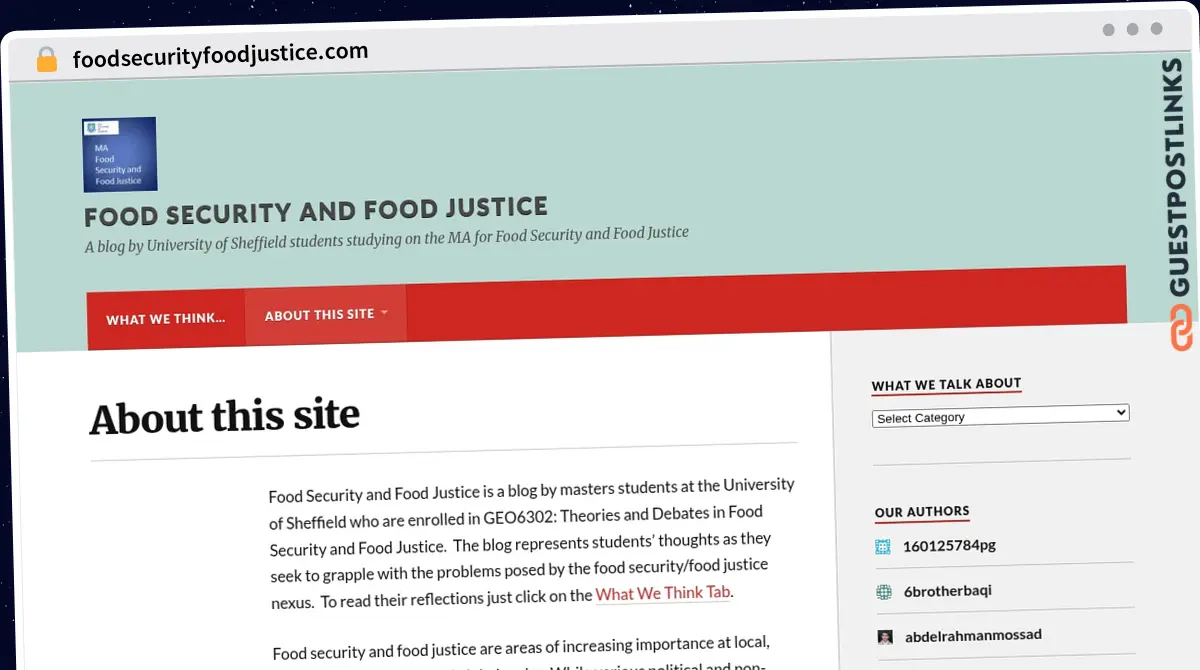 Publish Guest Post on foodsecurityfoodjustice.com