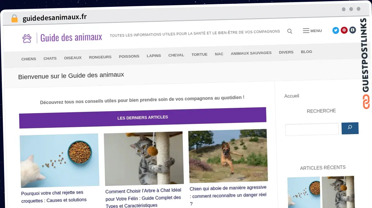 Publish Guest Post on guidedesanimaux.fr