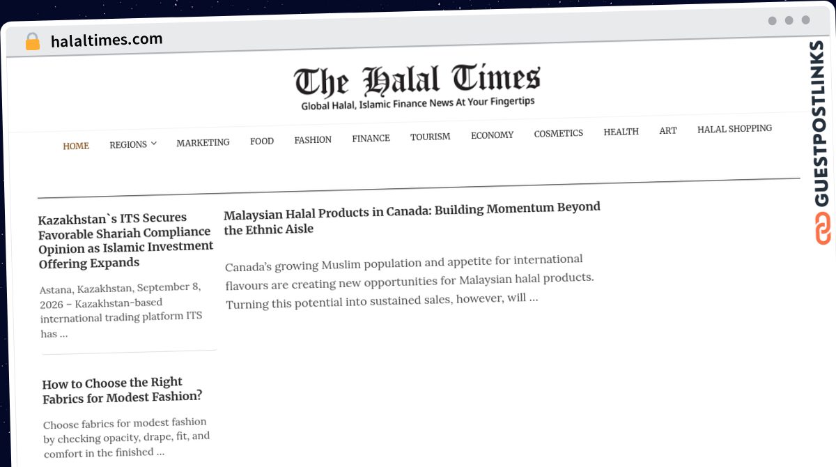 Publish Guest Post on halaltimes.com