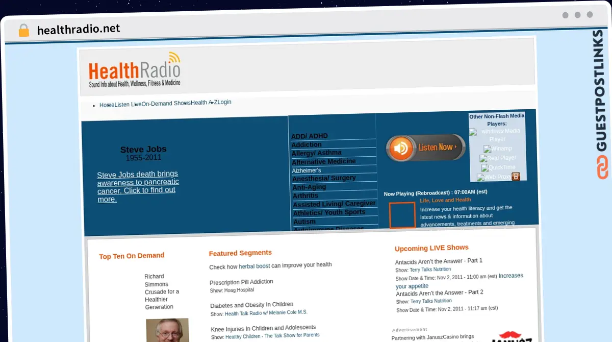 Publish Guest Post on healthradio.net