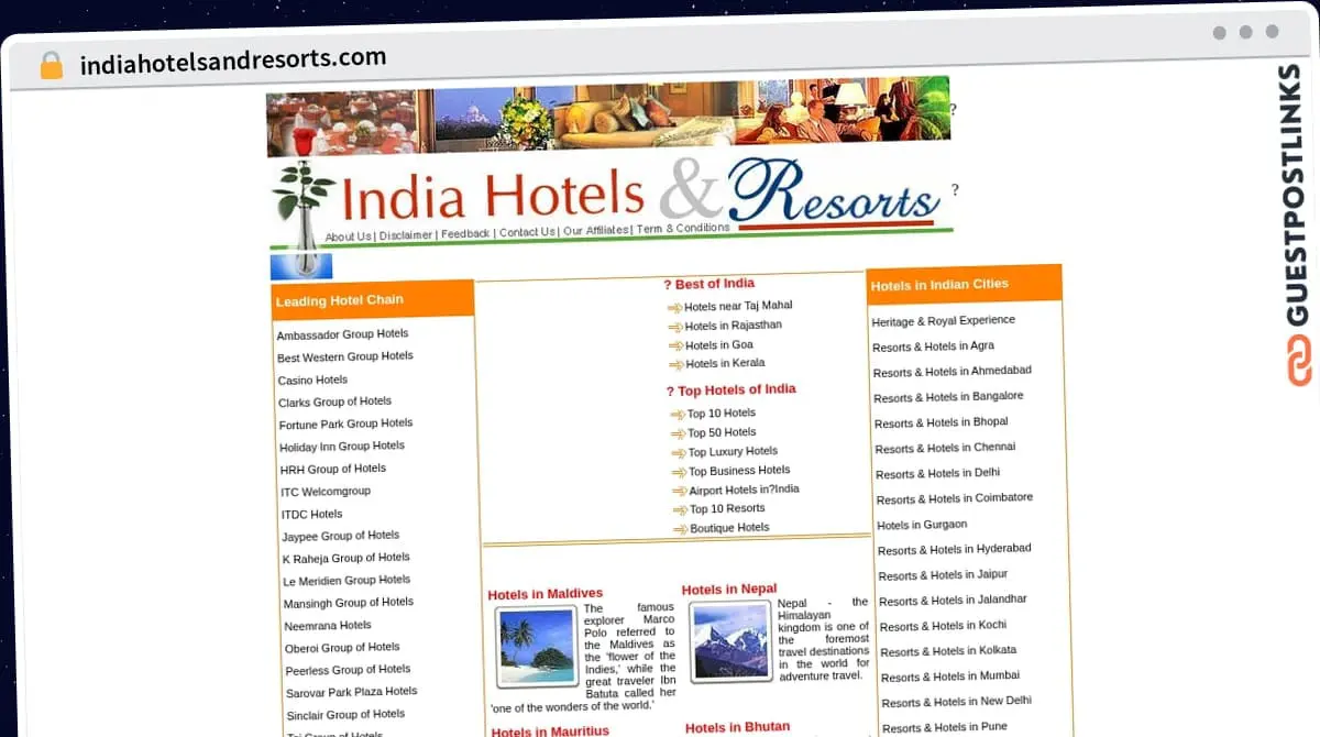 Publish Guest Post on indiahotelsandresorts.com