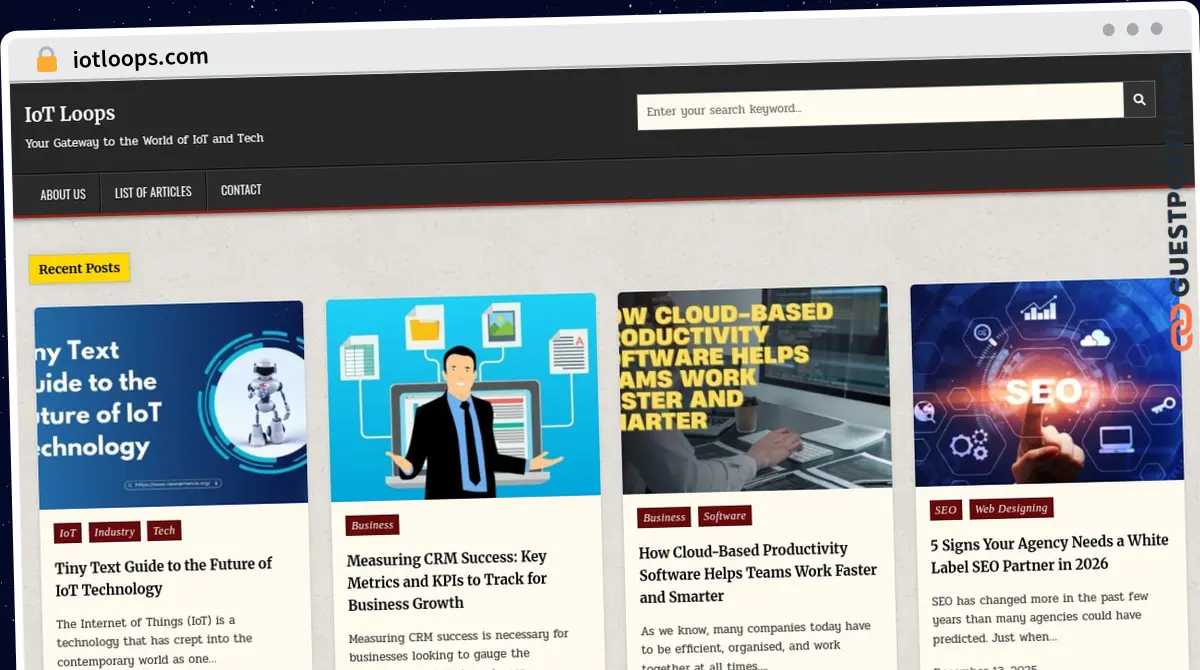 Publish Guest Post on iotloops.com