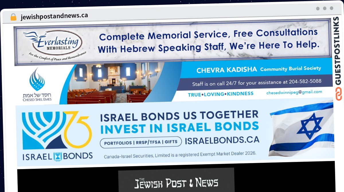 Publish Guest Post on jewishpostandnews.ca