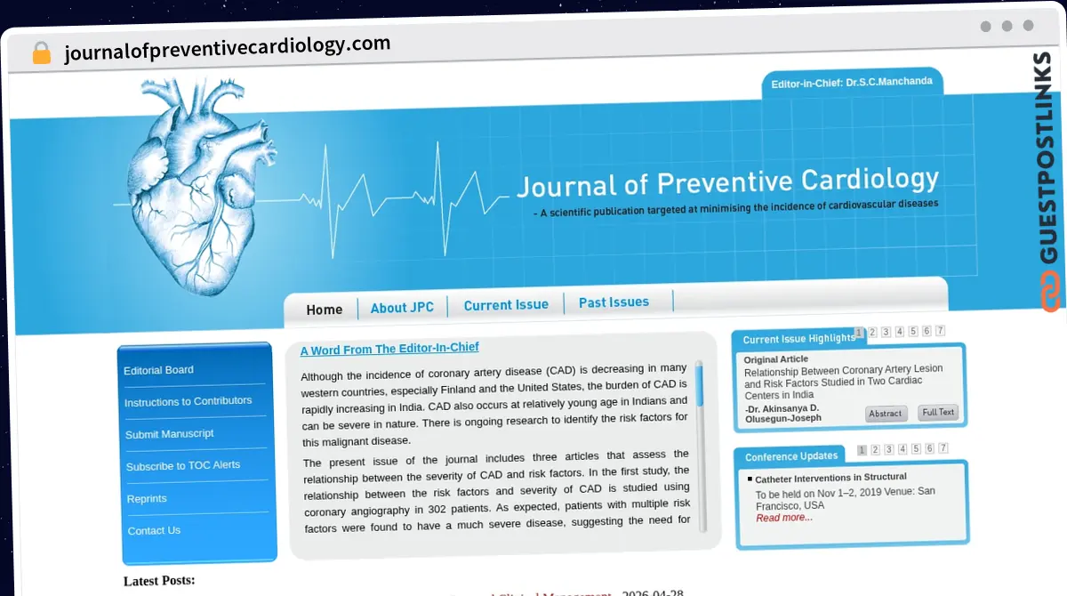 Publish Guest Post on journalofpreventivecardiology.com