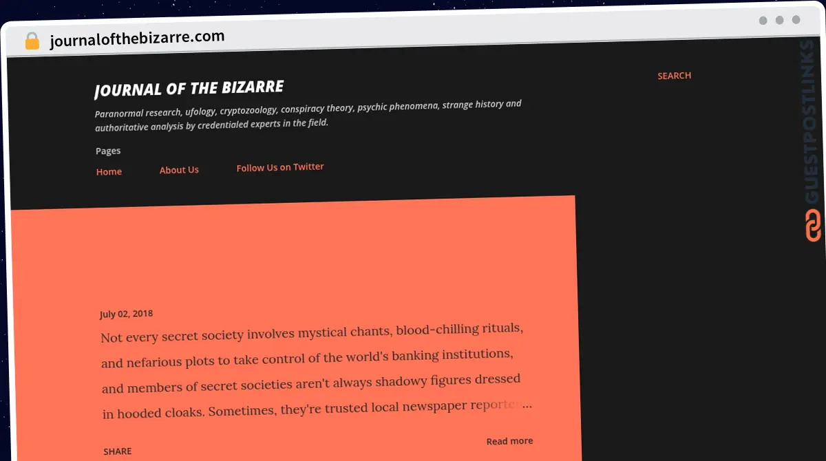 Publish Guest Post on journalofthebizarre.com