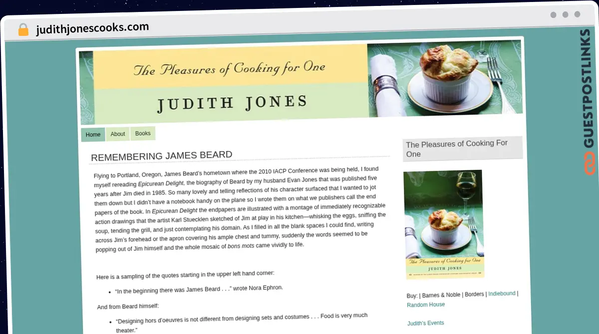 Publish Guest Post on judithjonescooks.com