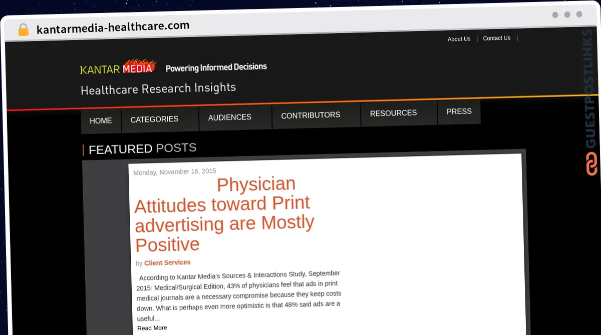 Publish Guest Post on kantarmedia-healthcare.com