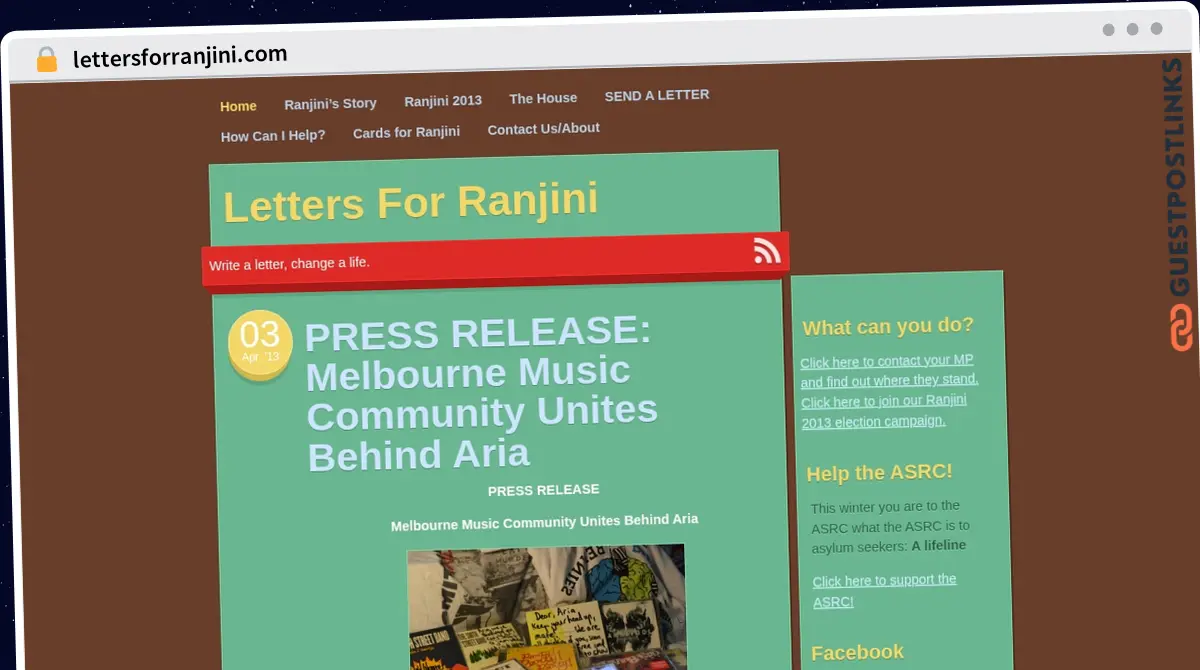 Publish Guest Post on lettersforranjini.com