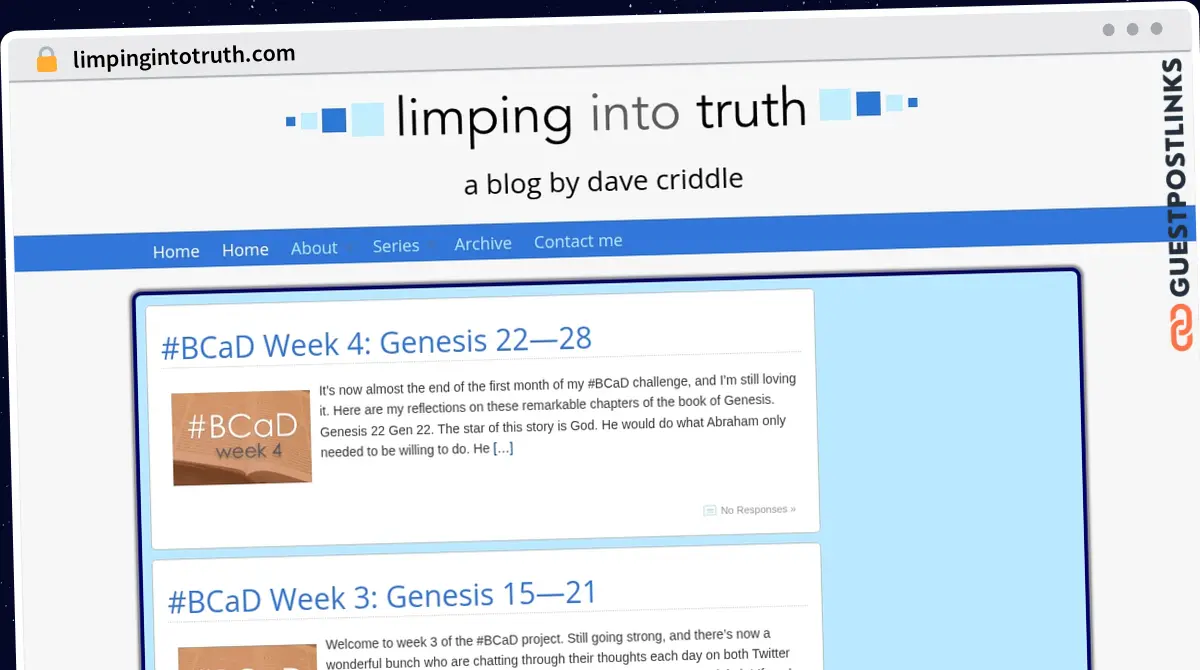 Publish Guest Post on limpingintotruth.com