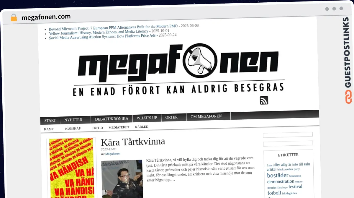 Publish Guest Post on megafonen.com