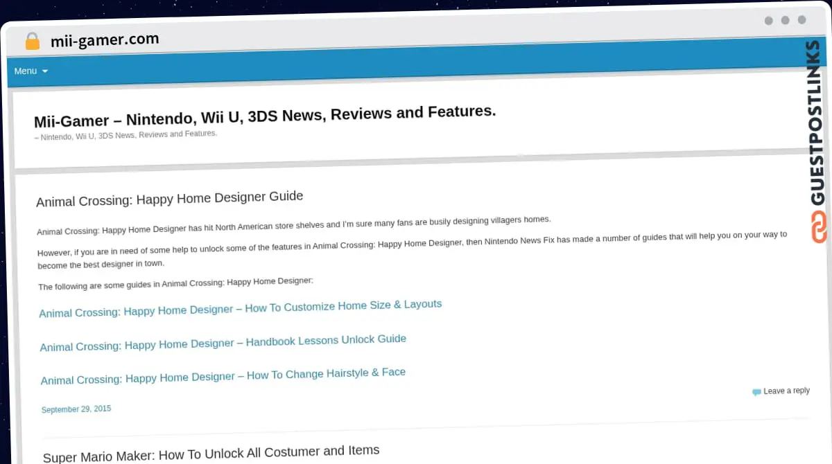 Publish Guest Post on mii-gamer.com