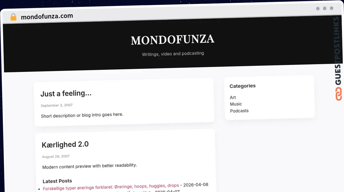 Publish Guest Post on mondofunza.com