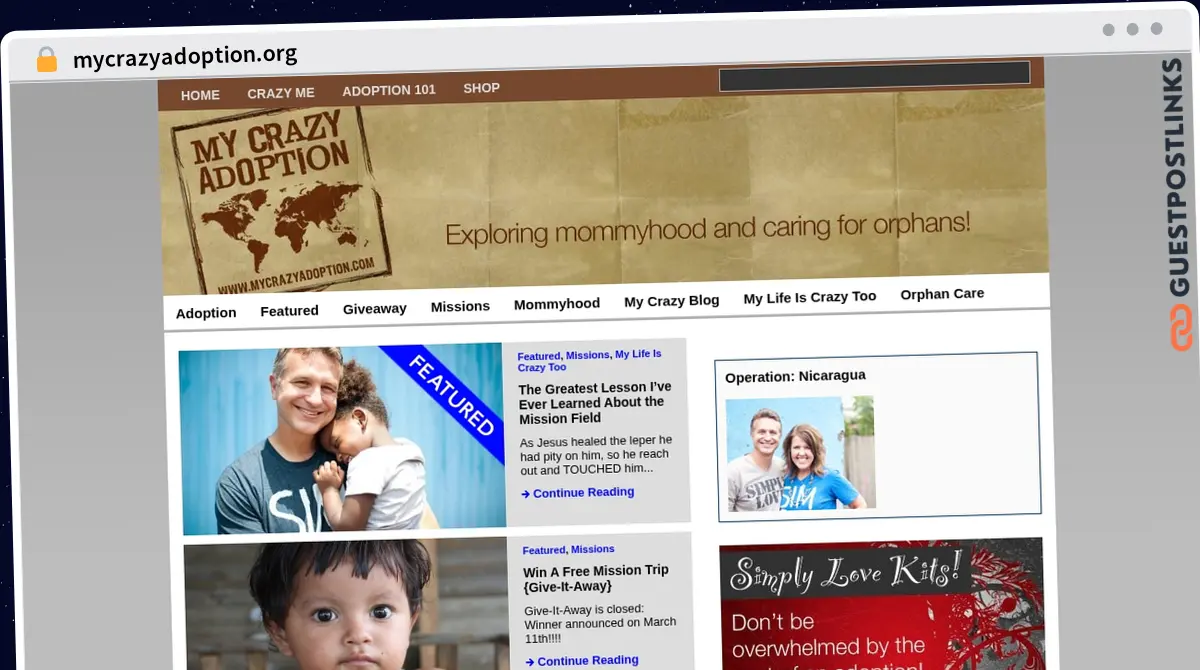 Publish Guest Post on mycrazyadoption.org