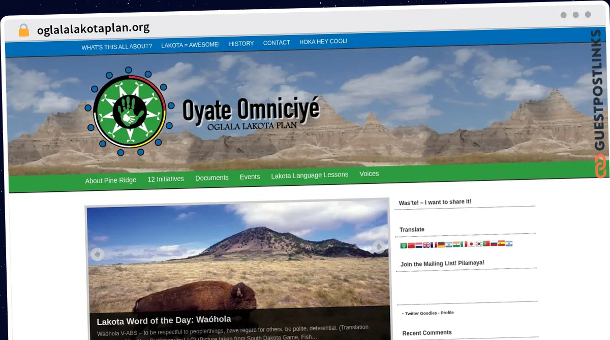 Publish Guest Post on oglalalakotaplan.org