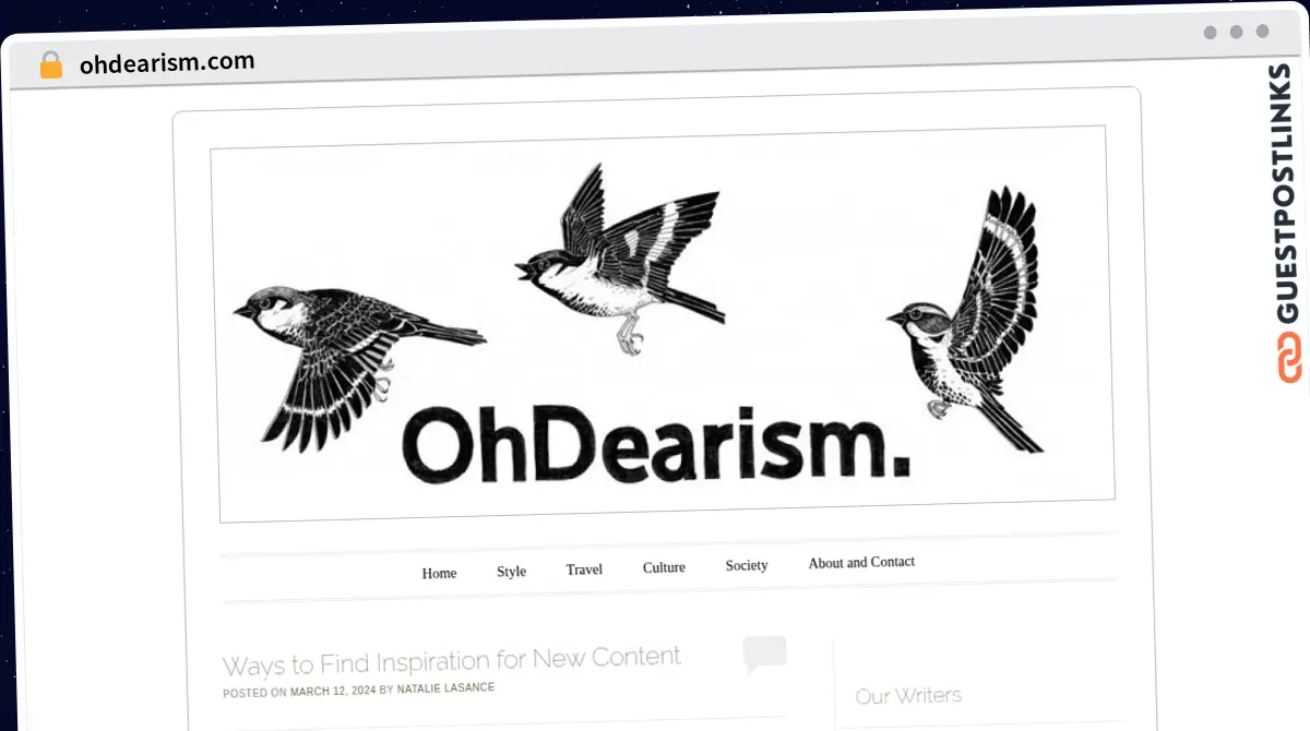 Publish Guest Post on ohdearism.com