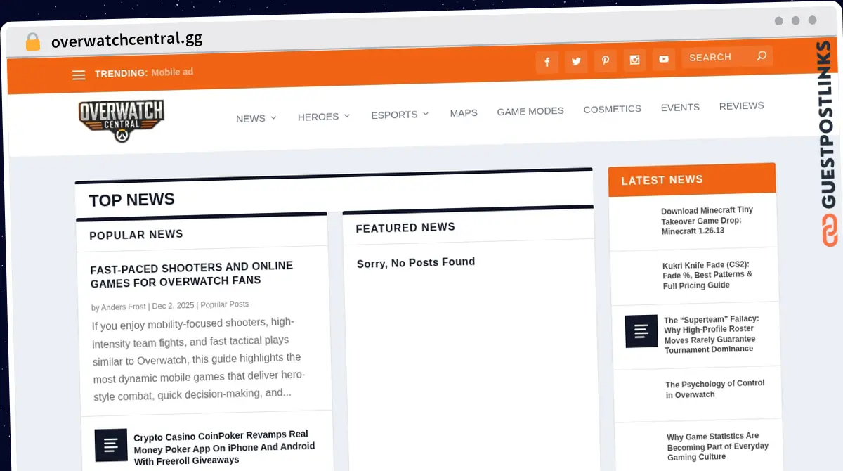 Publish Guest Post on overwatchcentral.gg