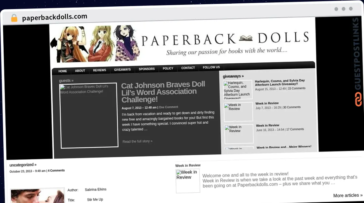 Publish Guest Post on paperbackdolls.com