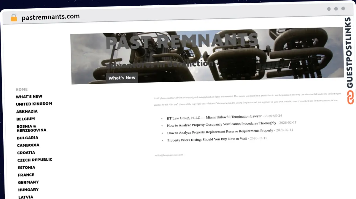 Publish Guest Post on pastremnants.com