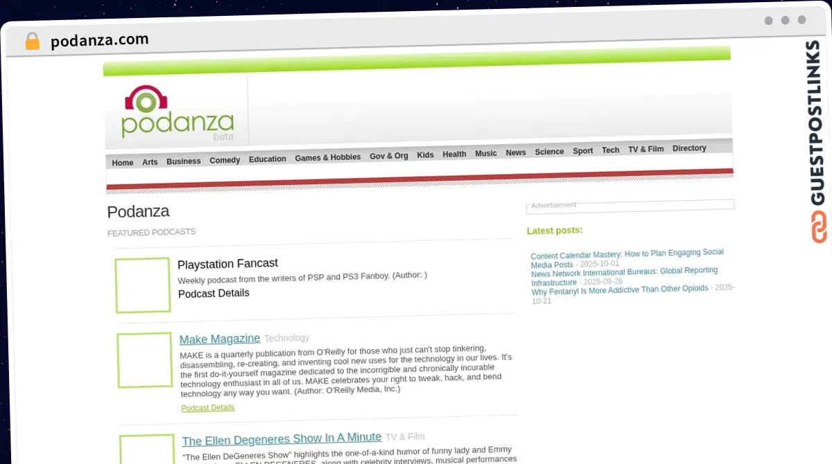 Publish Guest Post on podanza.com