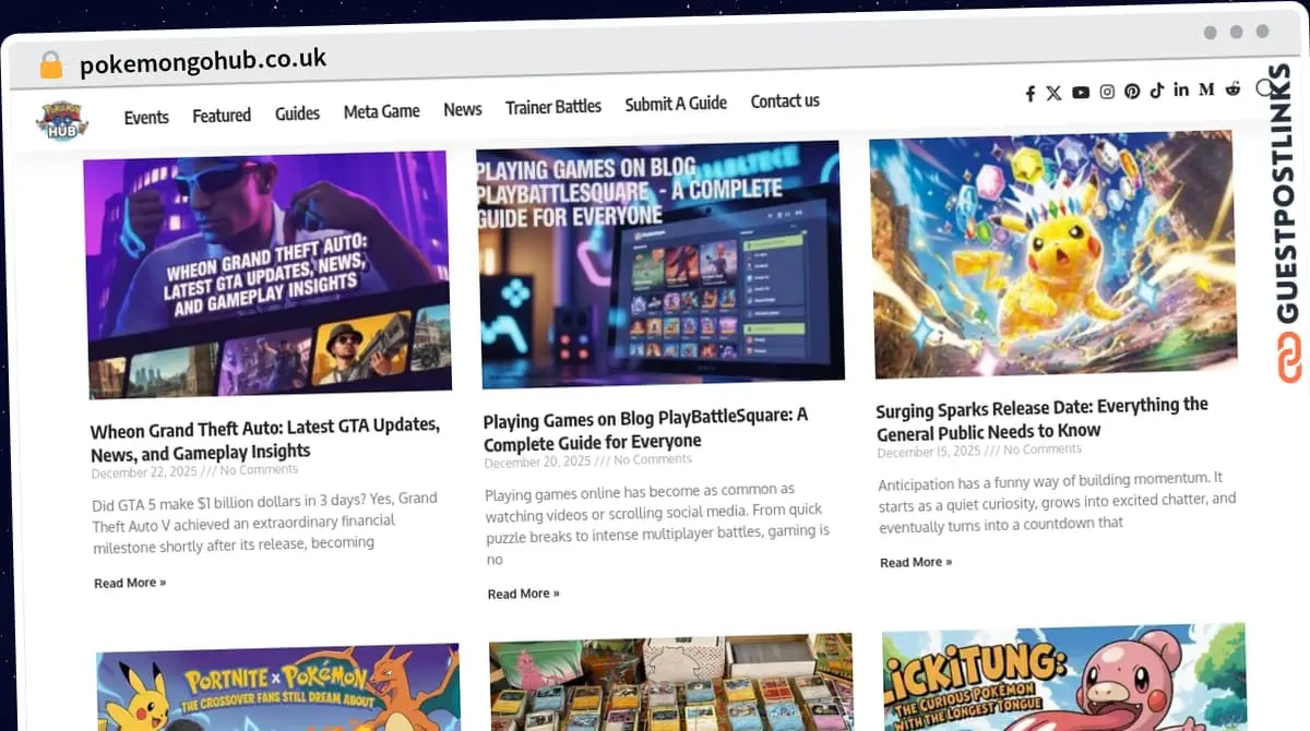 Publish Guest Post on pokemongohub.co.uk