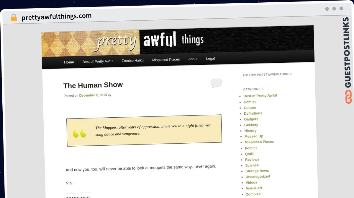 Publish Guest Post on prettyawfulthings.com
