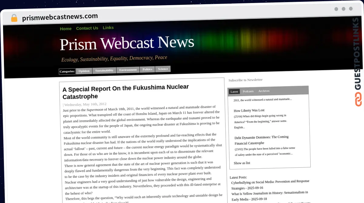 Publish Guest Post on prismwebcastnews.com