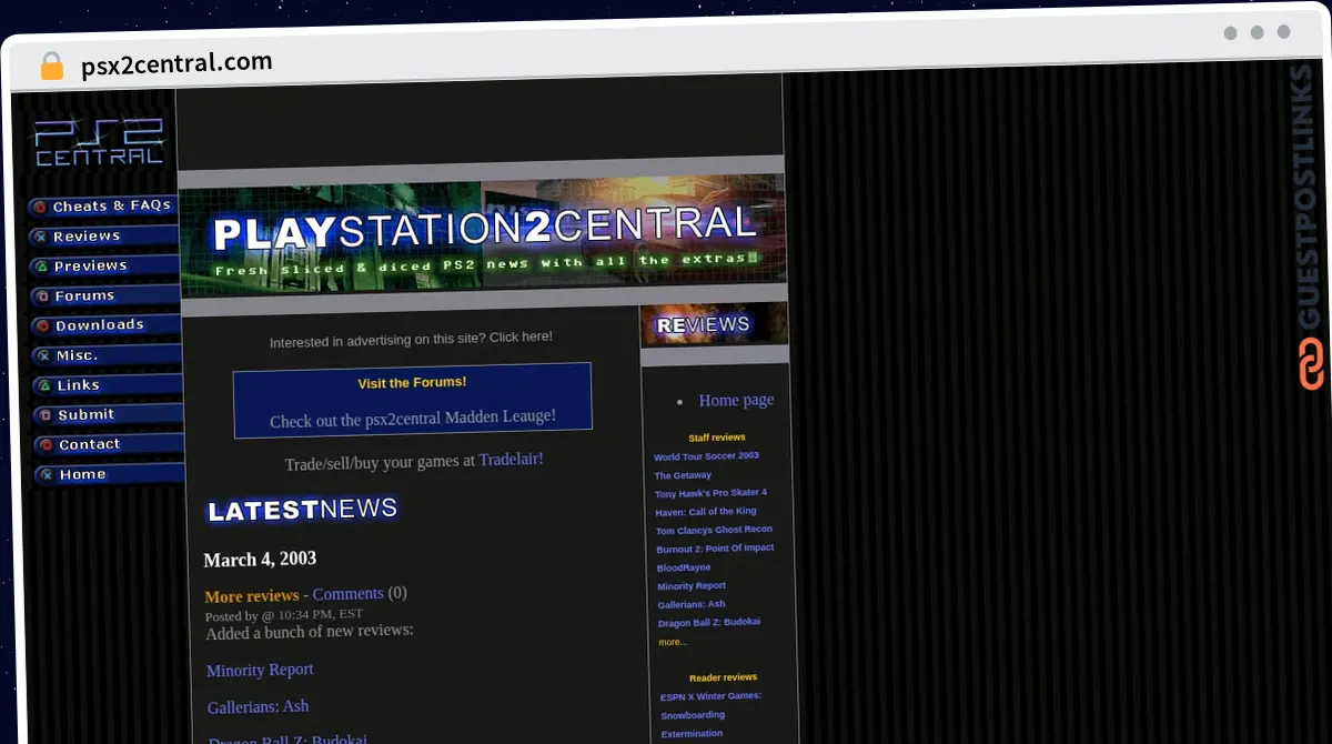 Publish Guest Post on psx2central.com