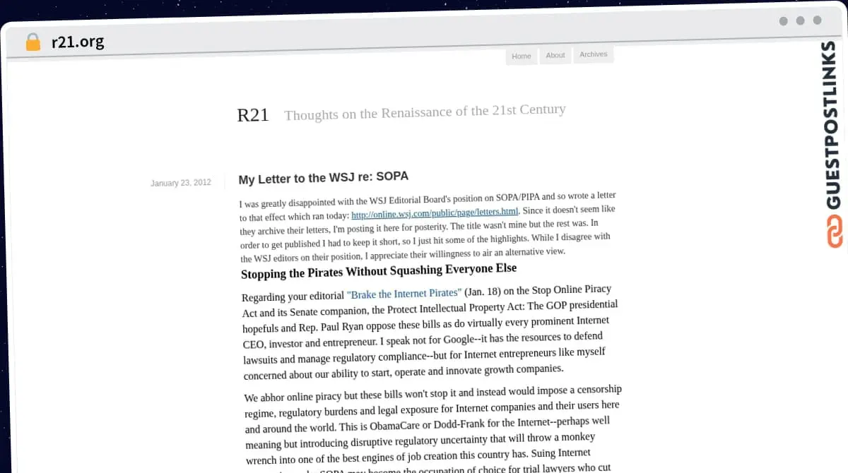 Publish Guest Post on r21.org