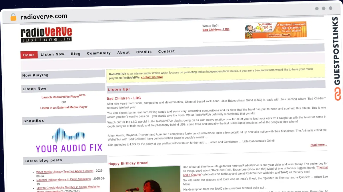 Publish Guest Post on radioverve.com