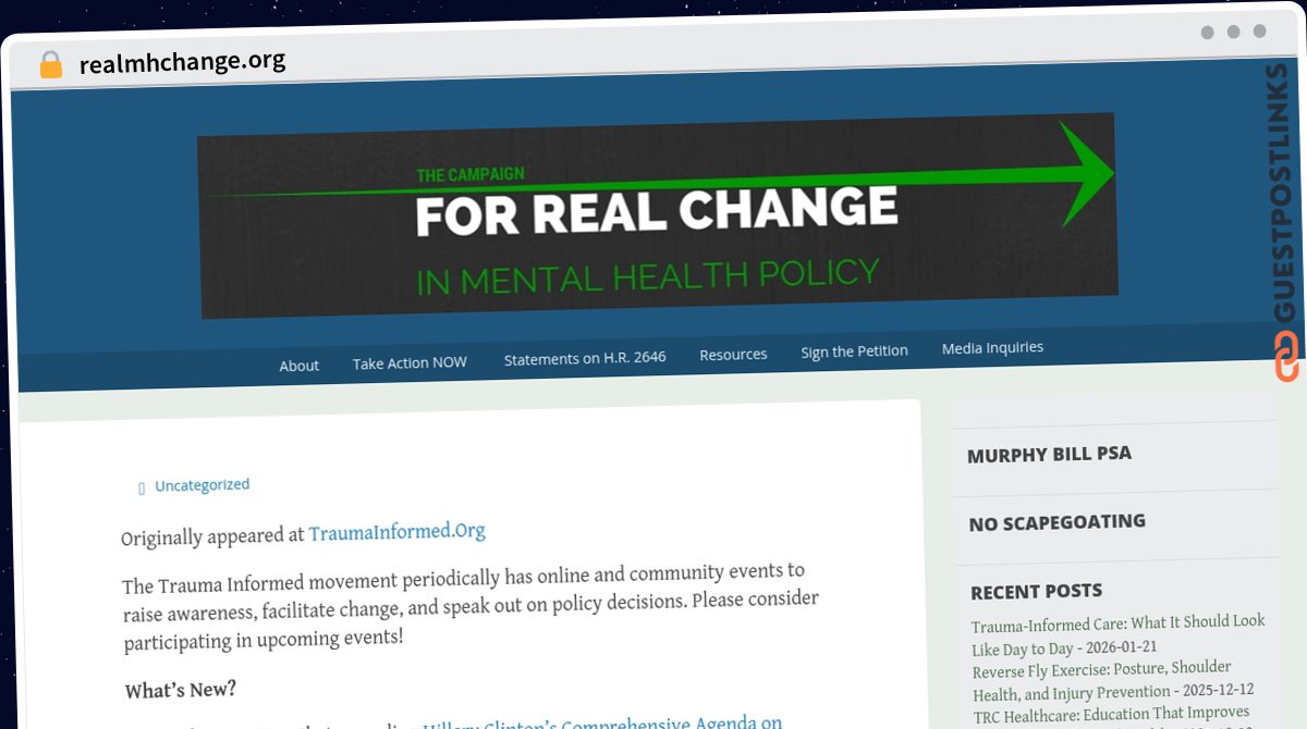 Publish Guest Post on realmhchange.org