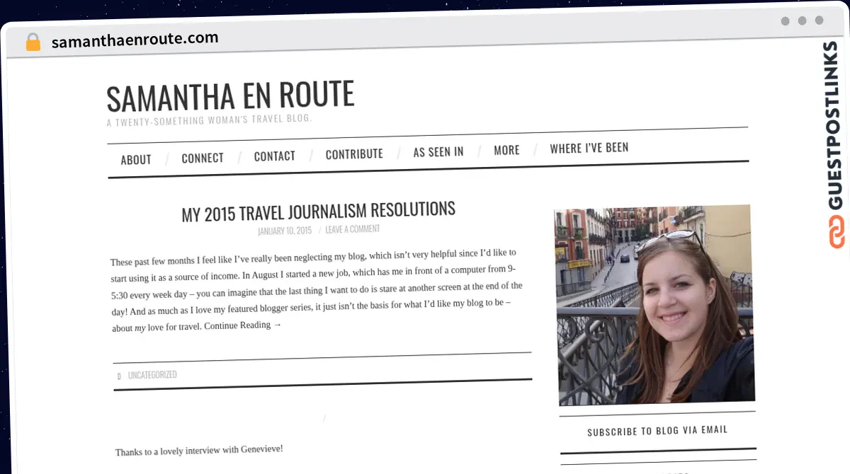Publish Guest Post on samanthaenroute.com
