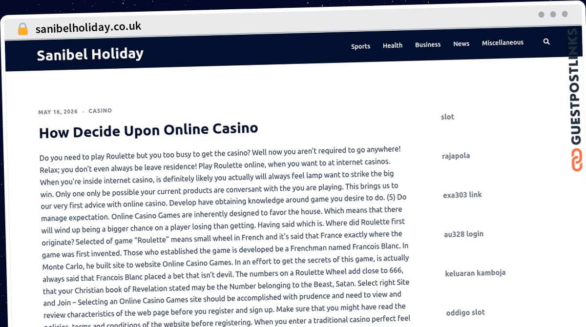Publish Guest Post on sanibelholiday.co.uk