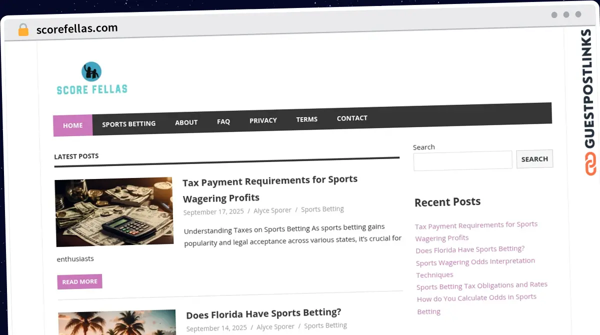Publish Guest Post on scorefellas.com