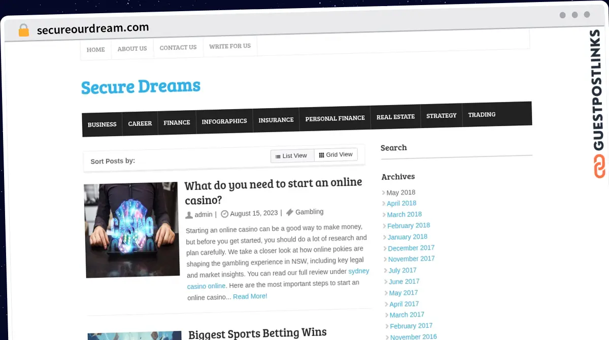 Publish Guest Post on secureourdream.com