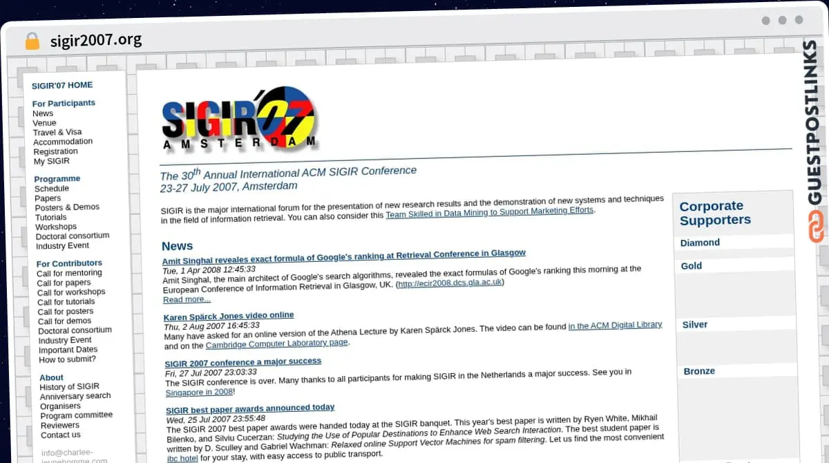 Publish Guest Post on sigir2007.org